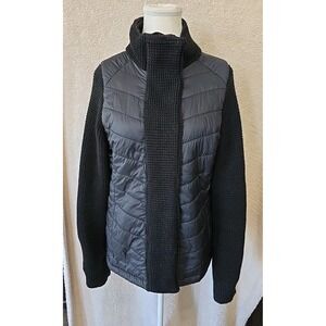 Freedom Trail by‎ Kyodan Women's Size L Full Zip Quilted Knit Jacket Black